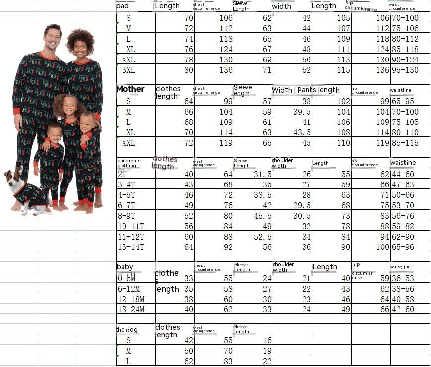 Christmas Socks Printed Pajama Set For Family